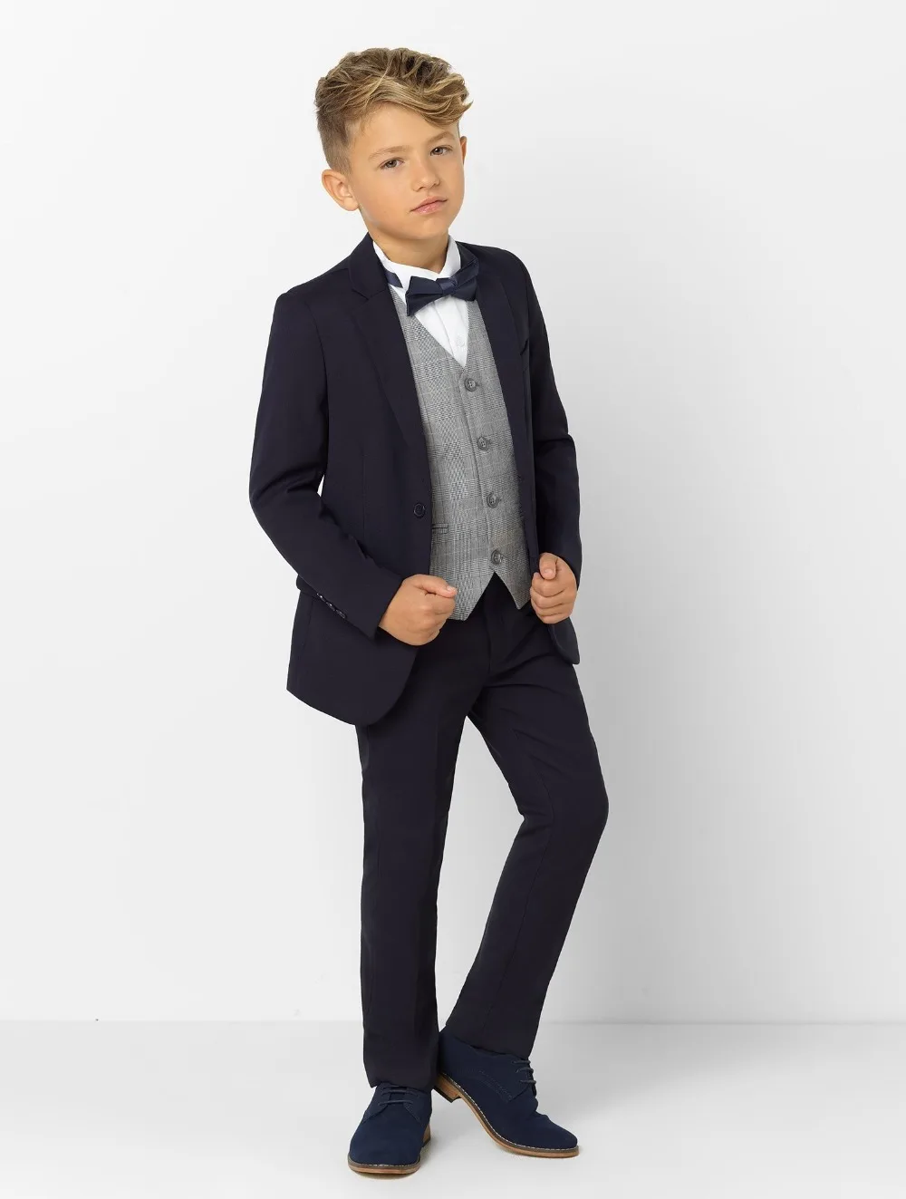 2019 nuovo arrivo abbigliamento per ragazzi con risvolto con visiera abiti per bambini Set di abbigliamento su misura 3 pezzi abiti da ballo (giacca + pantaloni + cravatta + gilet) 010