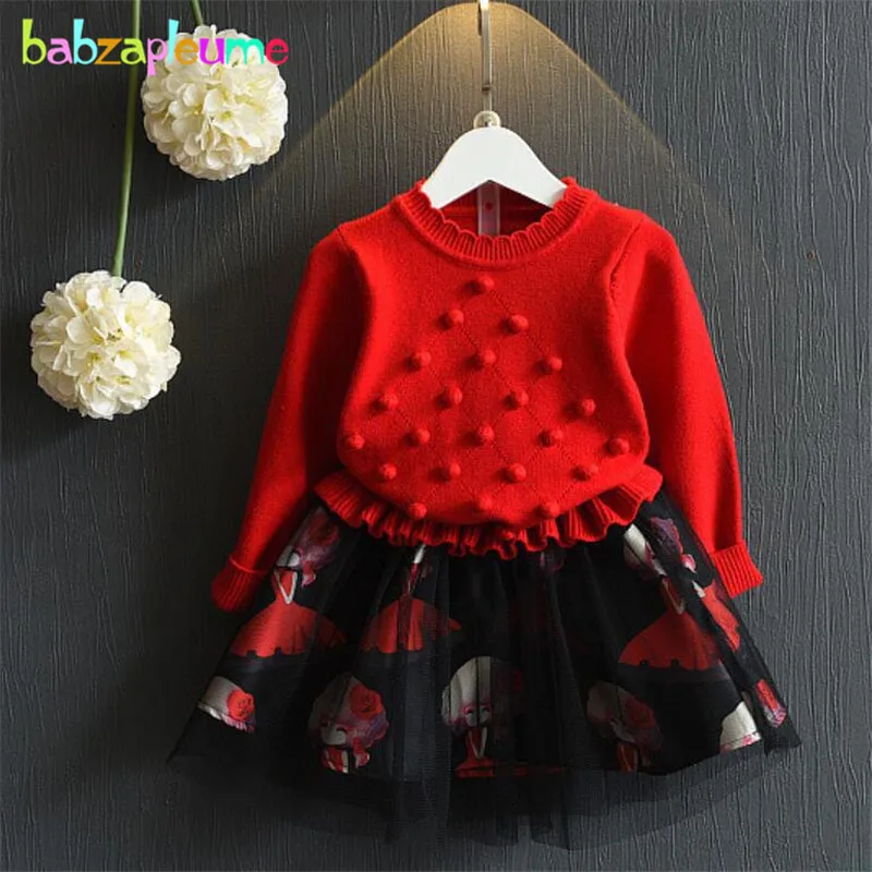 

2016 Autumn Winter Baby Girls Dress Long Sleeve Knitted Sweater Dress Children Pullovers Infant Sweaters Mesh Kids Clothes A008
