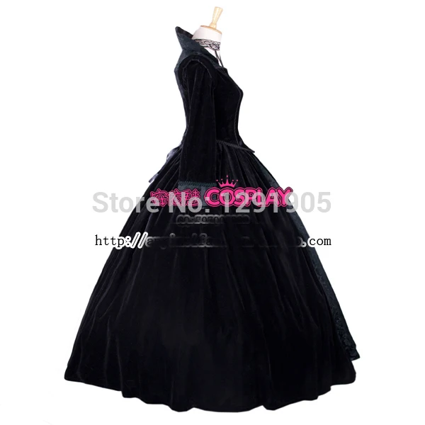 luxury venice carnival gown black evil queen once upon a time Regina Medieval Renaissance Gown queen Dress Victorian Belle