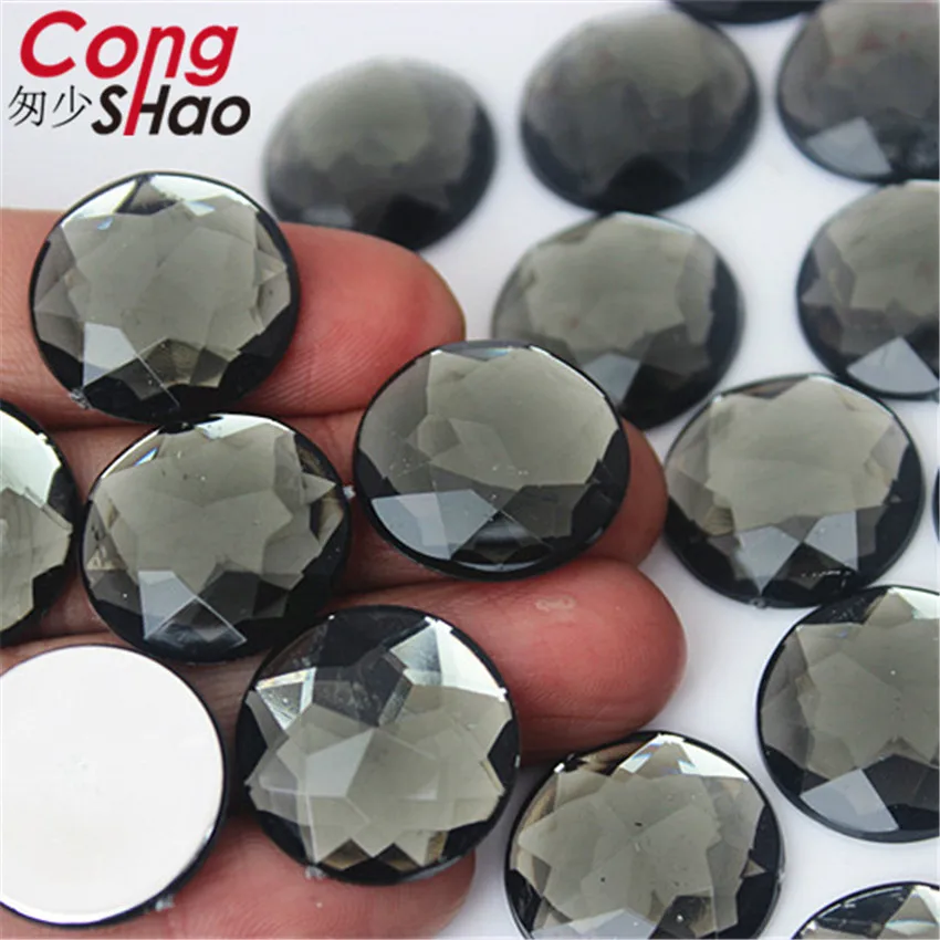 Cong Shao 30pcs 18mm Colorful Acrylic Rhinestone Round Flat Back Beads Crystal Stones DIY Costume Jewelry Accessories ZZ158