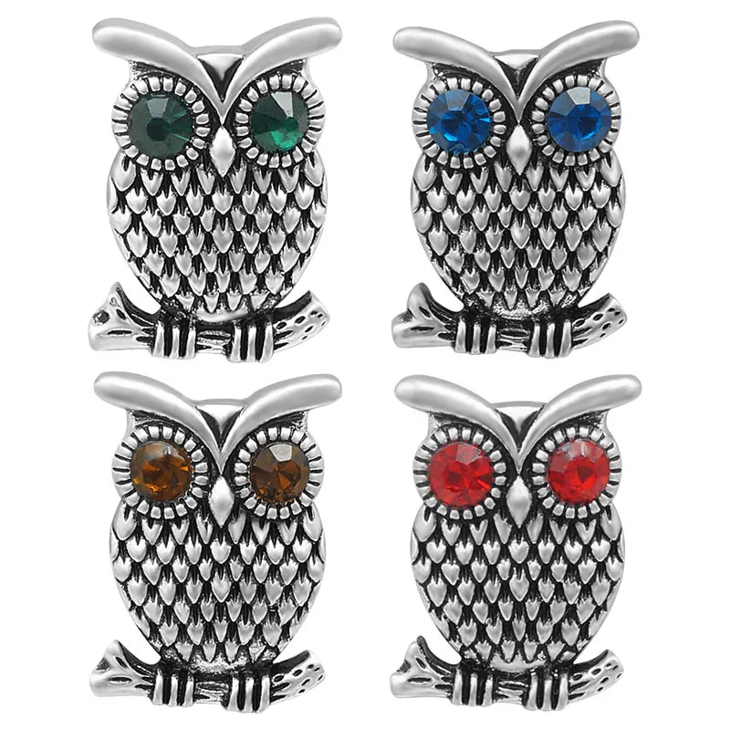 New Beauty Lovely Owl 18MM Metal snap buttons for DIY 18mm snap jewelry wholesale KZ3383