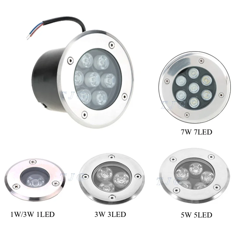 Waterproof led light garden underground 1W 3W 5W IP67 Outdoor Buried Garden Path Spot Recessed Inground Lighting 85-265V /DC12V