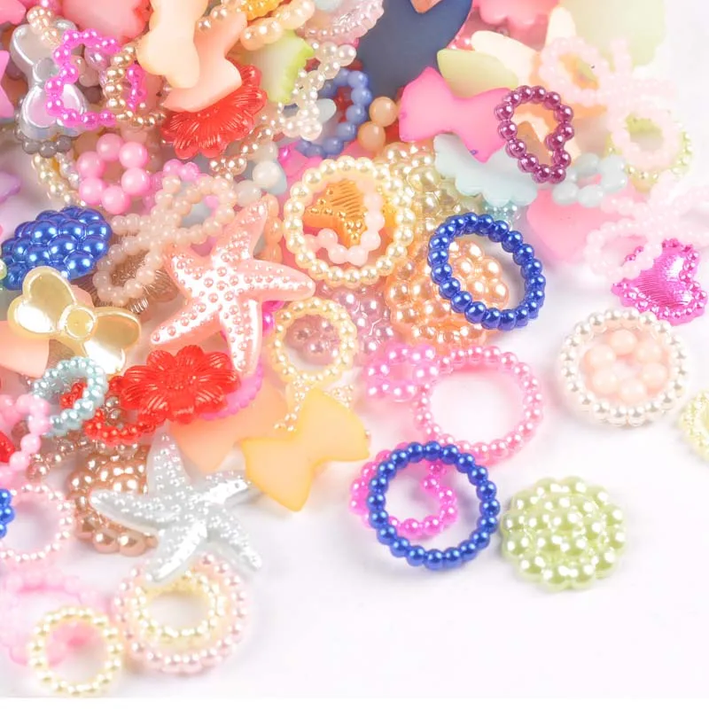 20-200Pcs 혼합 라운드 플랫백 수지 카보숑 장식품 어린이 모자를 위한 바느질 공예품 YK0729