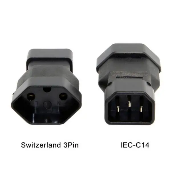 Adaptador de extensão de energia suíço 3 pinos macho para fêmea iec320 iec 320 c14 para soquete europeu 10a 250v para suíça
