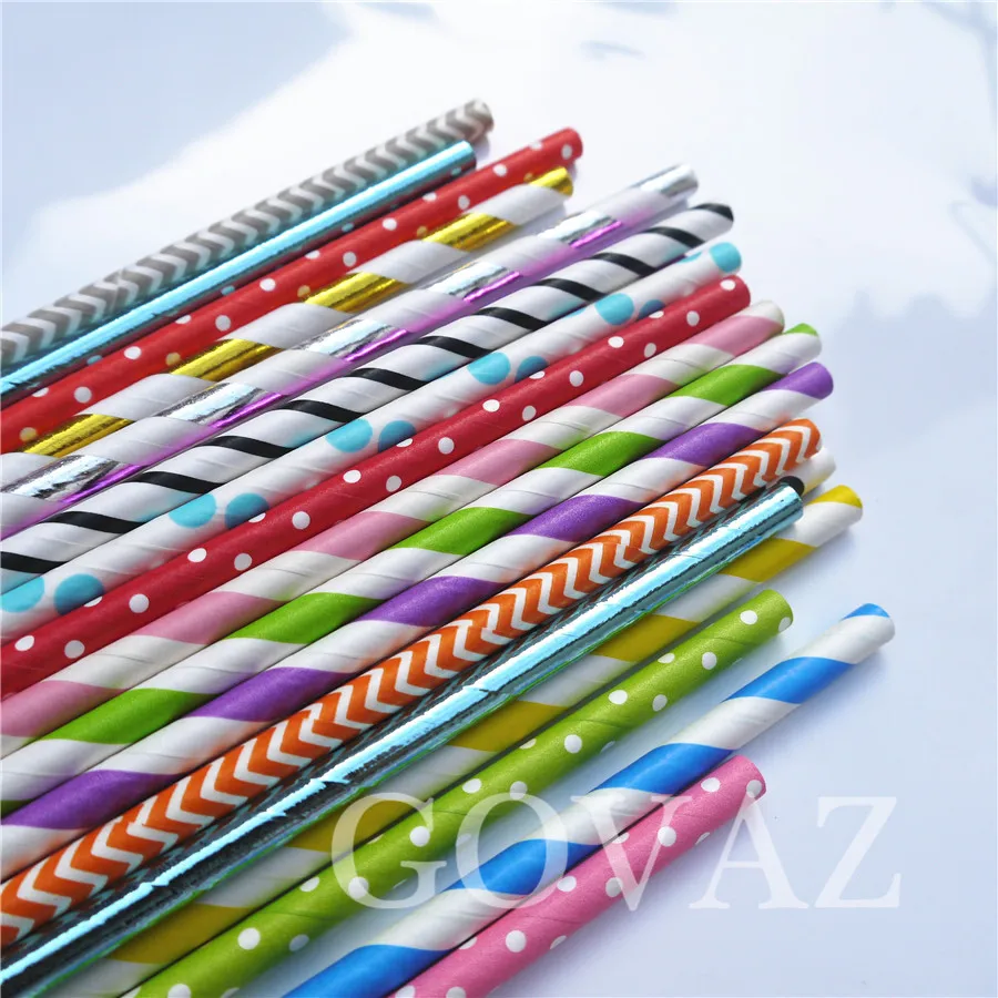 Free Shipping promotion 12500pcs colors Chevron Striped and Polka Dot Drinking Paper Straw Wholesale Colorful Paper Straws