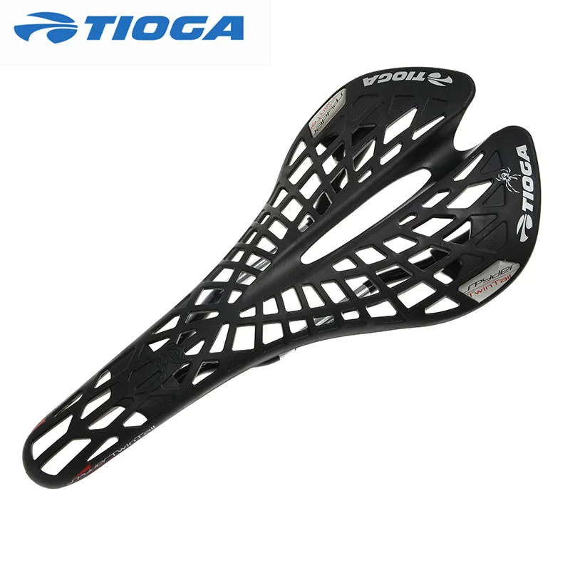 TwinTail Saddle for MTB Bike, Real Tioga Saddle, Super Light, Road Bicycle Saddle, Black and White, 141g