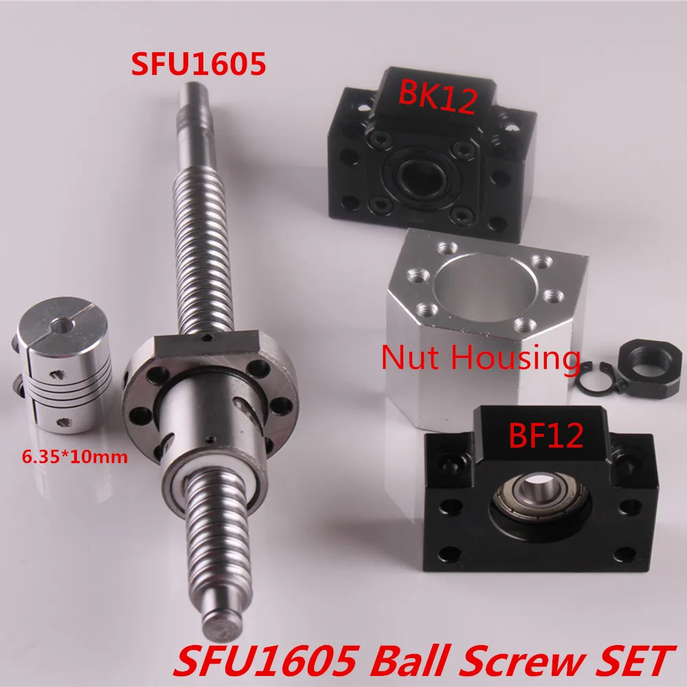 SFU1605 Set SFU1605 Laminati A Ricircolo di Sfere C7 Fine Lavorazione + Ballnut + Custodia Dado BK/BF12 Fine Supporto + accoppiatore RM1605 Vite A