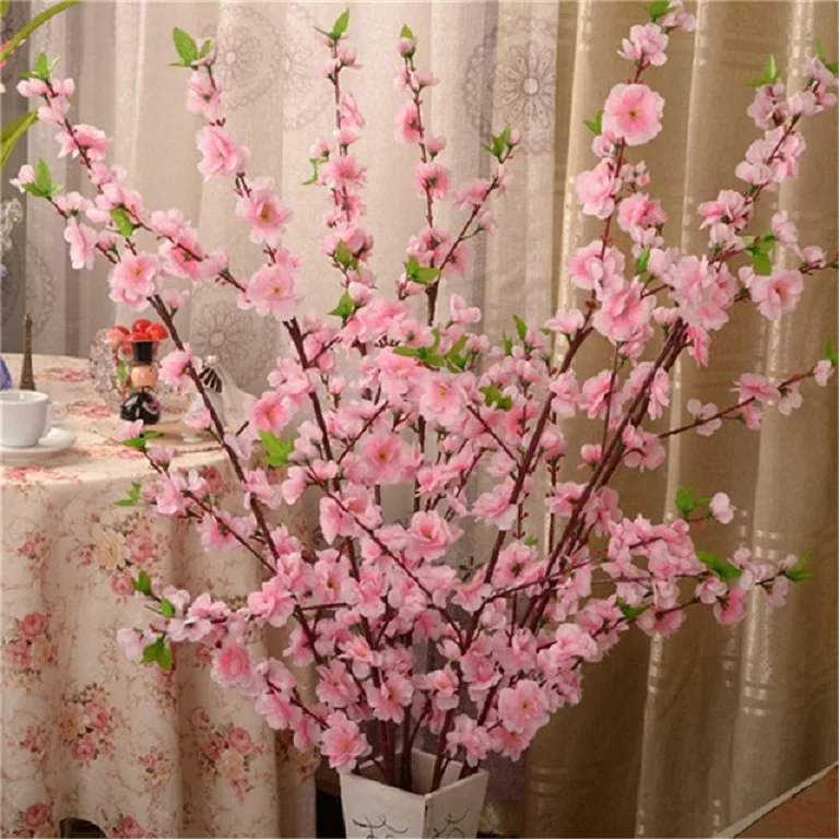 65cm Artificial Cherry Flower Branch Silk Fake Plum Peach Blossom Branches Home Bedroom Wedding Party Decorations