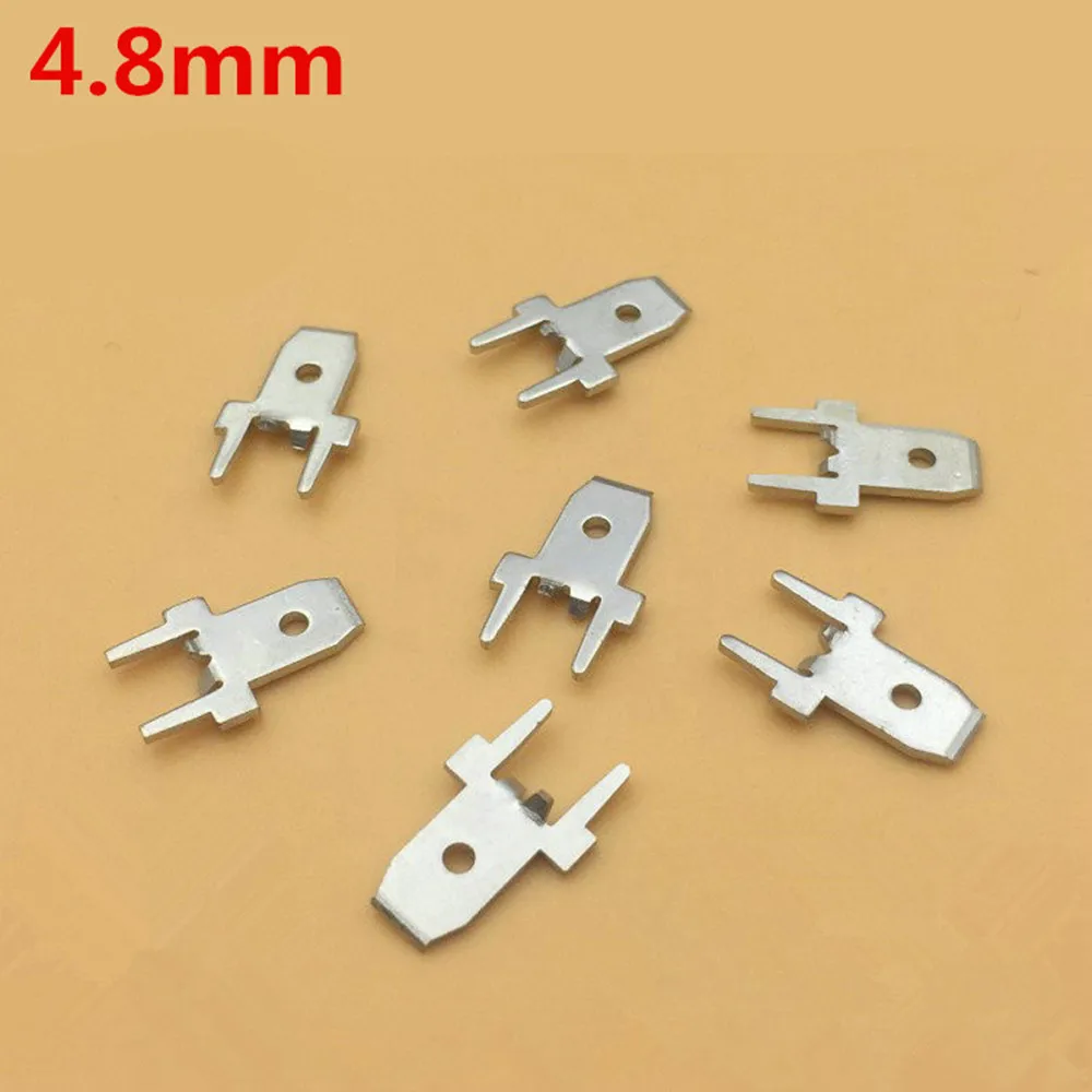 100pcs lug straight  Insert Solder Terminals 6.3mm 4.8mm Copper Male Crimp PCB Block Board Terminals