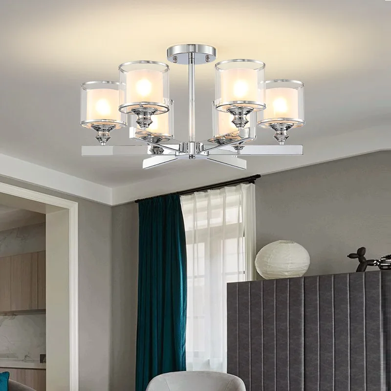 Modern Chandelier Chrome Metal Led Chandeliers Lighting Crystal Living Room Led Pendant Chandeliers Lights Bedroom Lights