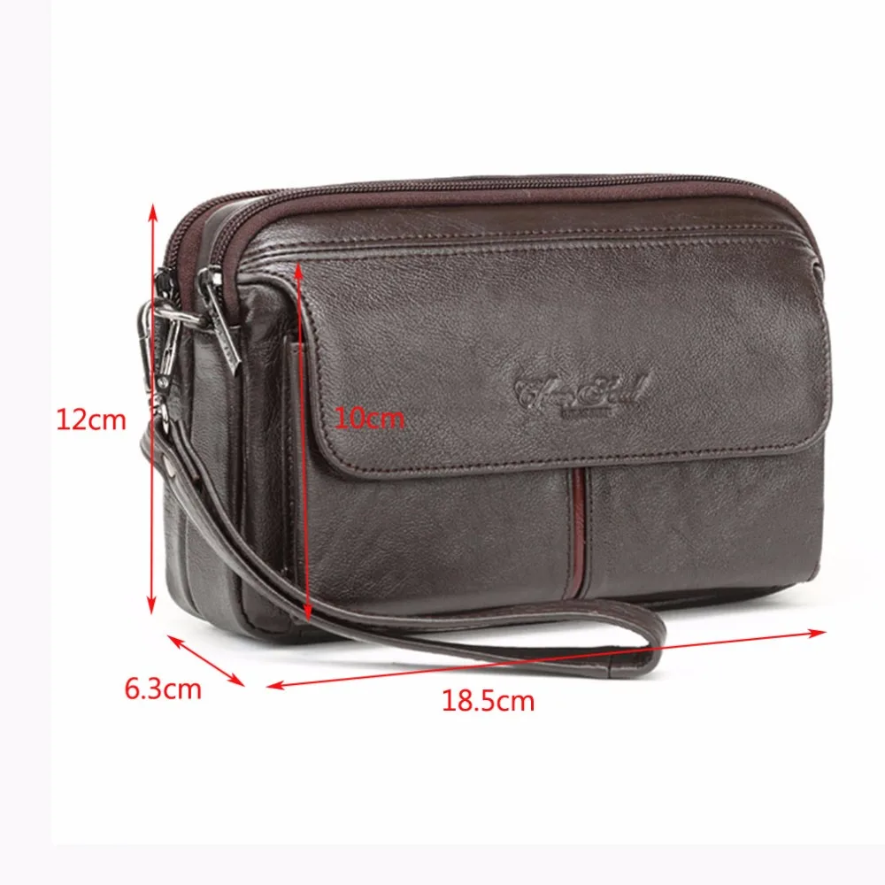 Genuine Leather Men Business Cltuch Bags Mobile Phone Case Cigarette Purse Pouch First Layer Cowhide Male Handy Bag Wallet