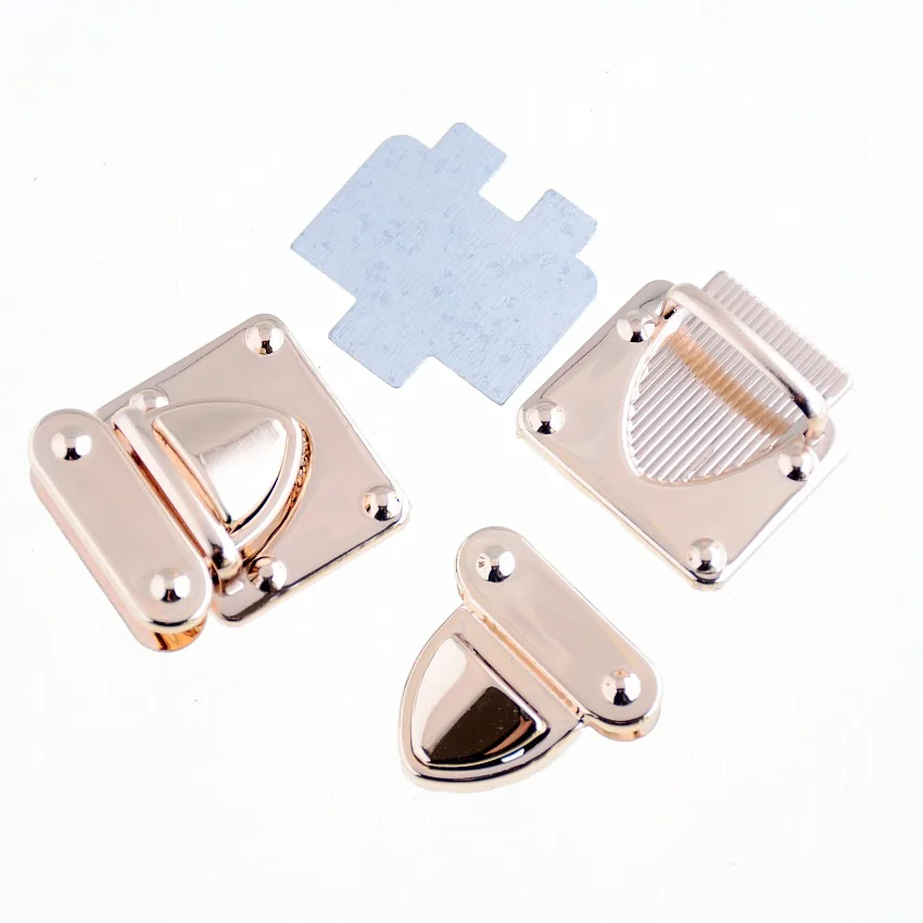 Free Shipping-10 Sets Rose Golden Jewelry Wooden Case Boxes Bag Making Lock Latch Hardware32mm x 33mm ,31mm x 30mm,J1821