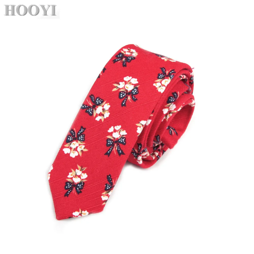 

HOOYI Cotton Floral Ties for Men Tie Necktie Fashion Gravata Slim Mariage Mens Cravat Ascot