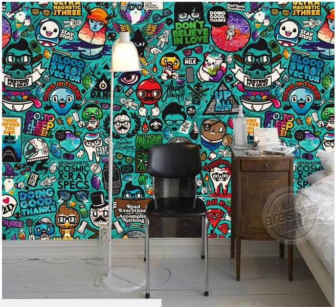 

Custom kids wallpaper, graffiti murals for children's bedroom garden wall waterproof fabric parede de Papel