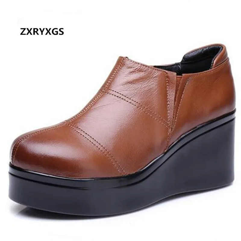 ZXRYXGS 2024 New Fashion Bow Spring Shoes donna zeppe scarpe col tacco alto eleganti comode scarpe in pelle di vacchetta scarpe da donna