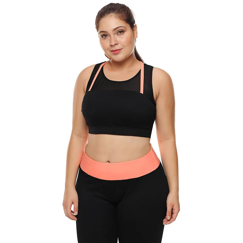 

Sanderala Fashion Women 3XL Plus Size Gym Sports Wireless Fitness Running Yoga Vest Tight Push Up Bra Top Female Underwear