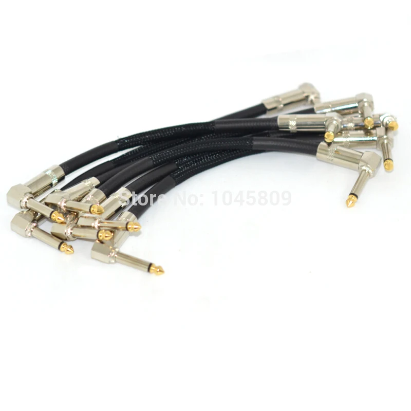 6-Pack 21CM 1/4 Inch Right Angle Guitar Braided Instrument Cable Noiseless for All Effects Pedal Free Shipping