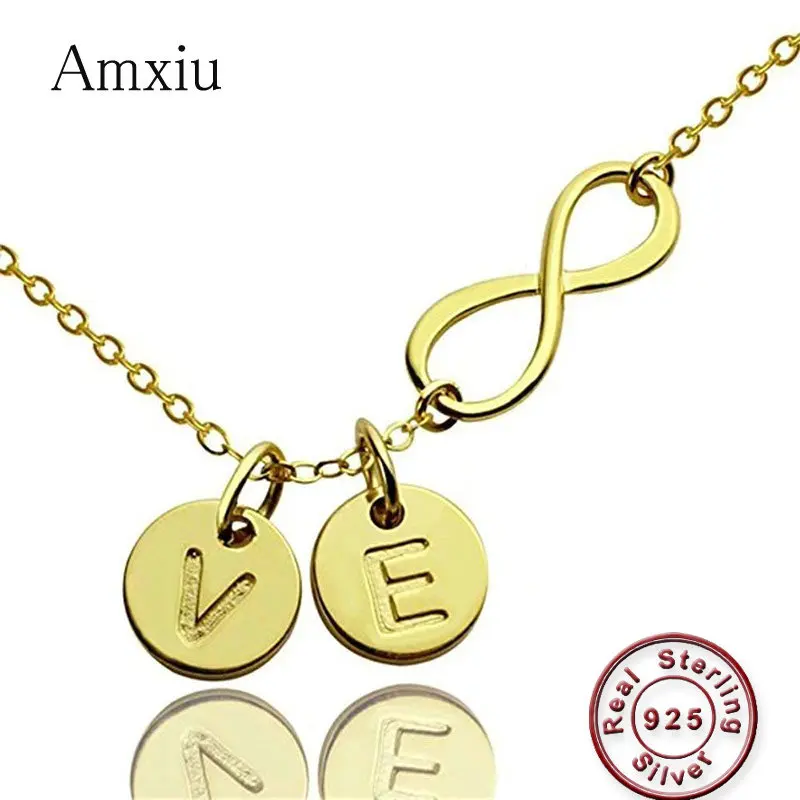 

Amxiu Personalized 925 Sterling Silver Pendant Necklace Engrave the First Letter of Two Names Custom Initials Necklace Jewelry