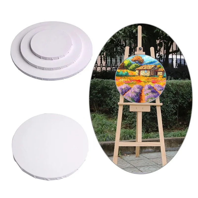 20cm White Blank Panels Round Canvas Board Wooden Frame Art Artist Painting Crafts Art Supplies