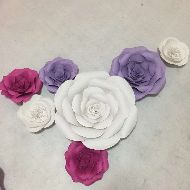 7pcs set Giant Paper Rose Flowers Showcase Wedding Backdrops Props flores artificiais para decora o Mix Sizes 20CM-40CM