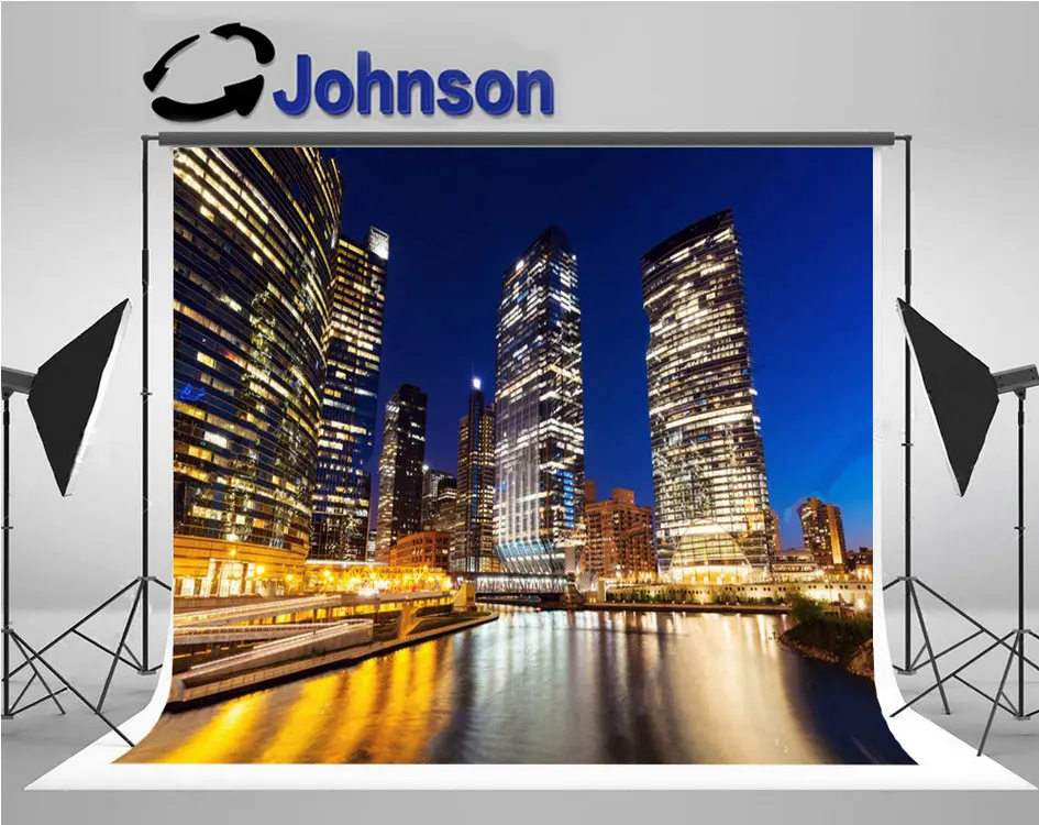 

Фоны Chicago city skyline Night Illinois, высококачественный компьютерный принт, настенный фон для фотостудии
