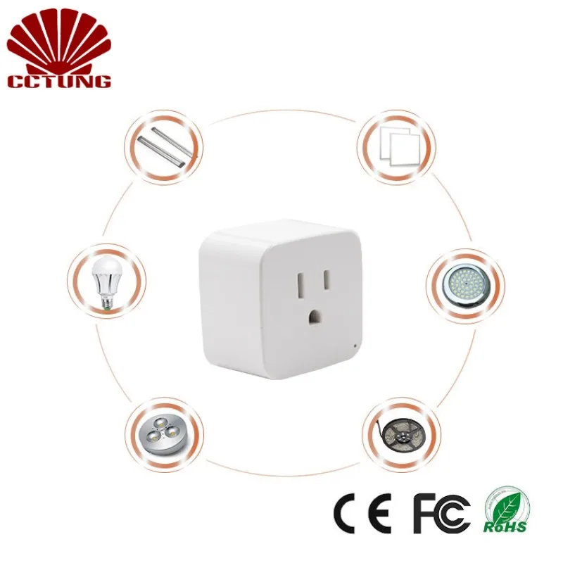 US Standard Grounding Home Automation Remote Control Socket WiFi Smart Plug Support Amazon Alexa Voice Control Womo Smart APP