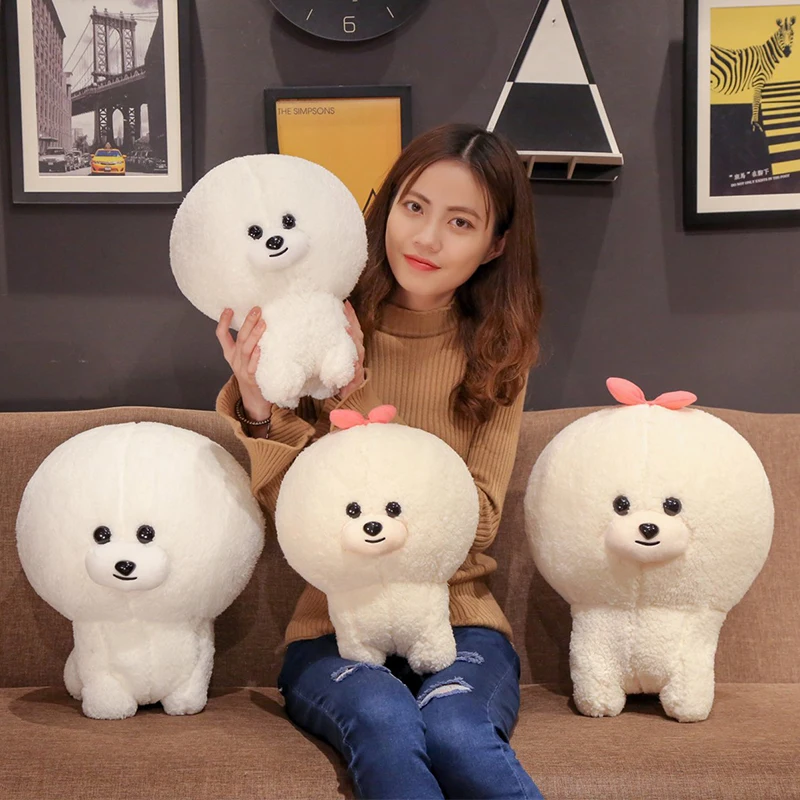 Muñeco de peluche de Bichon Frise para niños, muñeco de peluche suave para cachorros, simulación de perro, Kawaii, esponjoso, regalo de cumpleaños, Blanco/Beige