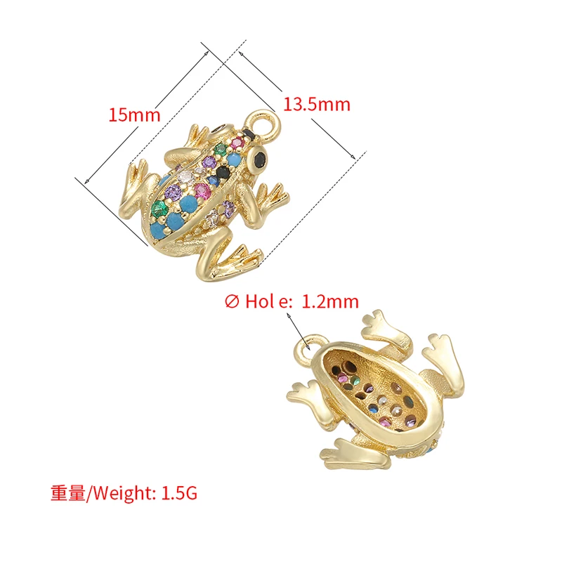 ZHUKOU 13.5x15mm exquisite crystal brass frog pendant for DIY women bracelet necklace jewelry Accessories model:VD510