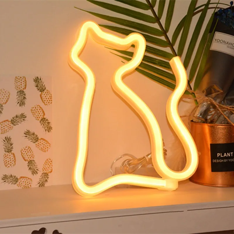 Dolphins/Dinosaur/Cat Shape LED Neon Light Home Children Bedroom Wall Hanging Light for Festival Party Wedding Decor Night Lamp