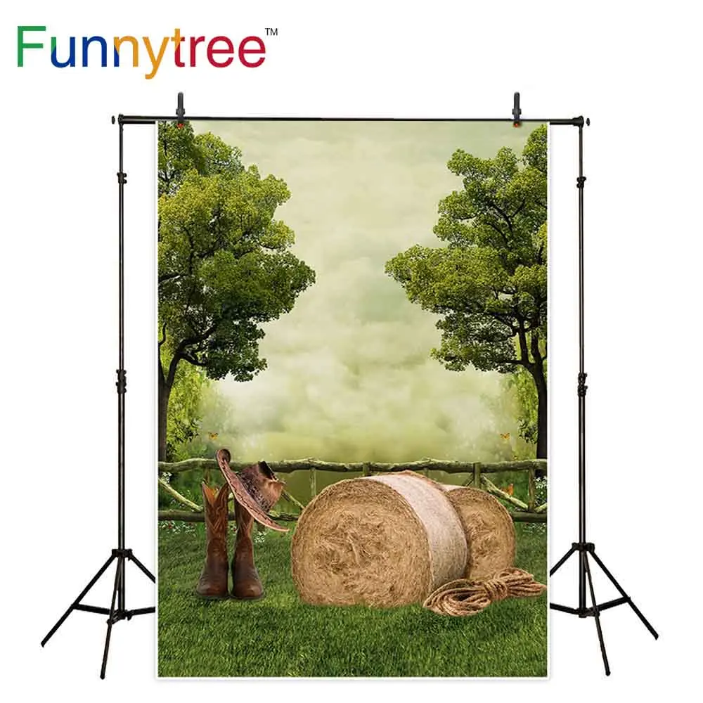 Funnytree photographic background wonderland forest Grassland hat Cowboy photography backdrops photo shoot photocall photobooth