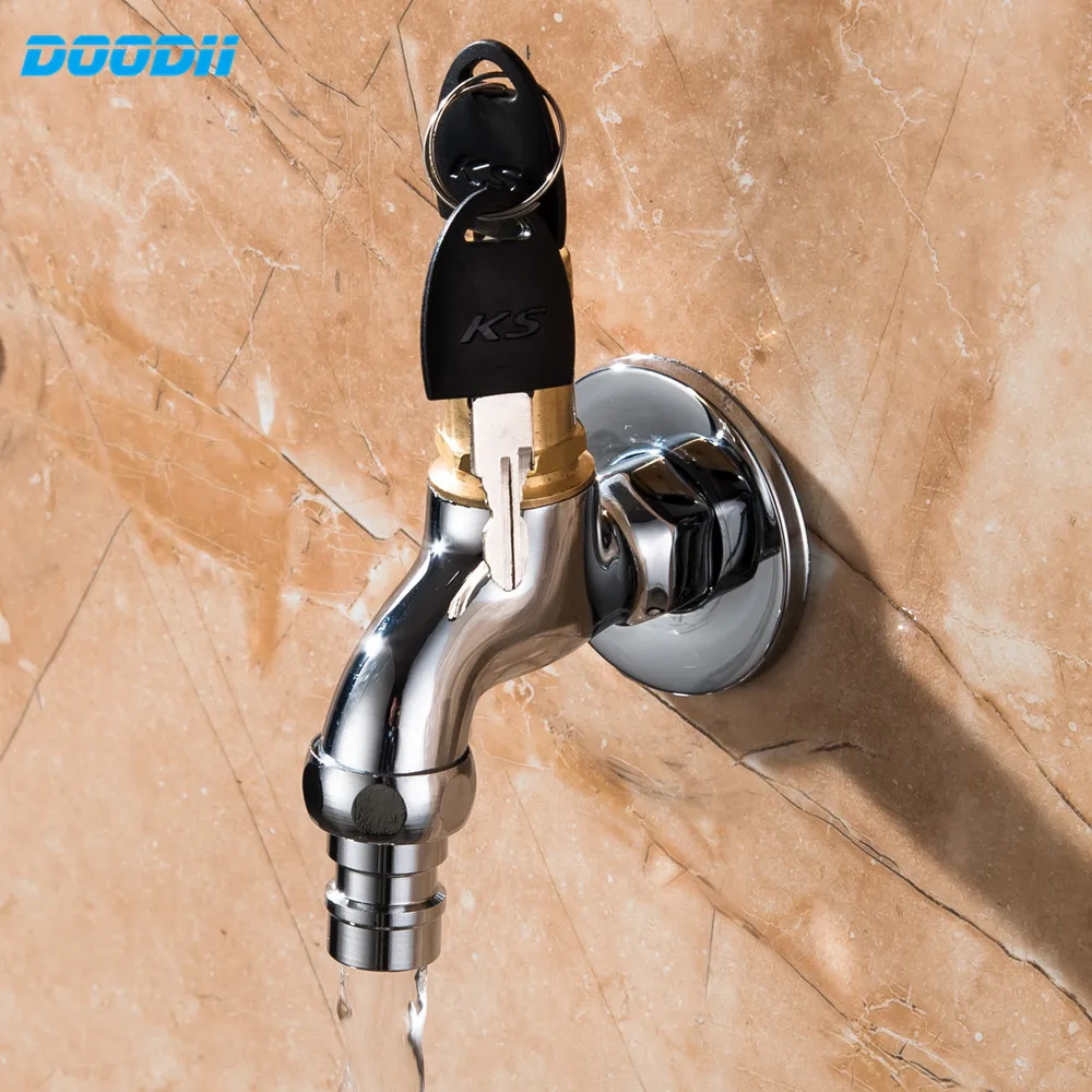 DooDii Bibcock High Quality Brass Outdoor Water Tap 1/2 Inch With Lock Faucet Basin Faucet Washing Machine Water Garden Faucet