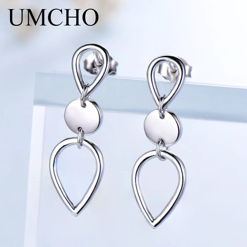 

UMCHO 100% Real Sterling Silver Earrings Wedding Anniversary Jewelry Elegant Drop Earrings For Women Gift Fine Jewelry