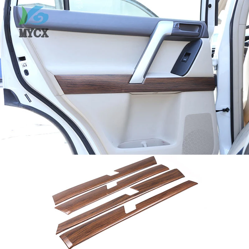 

4pcs Car ABS Interior Door Decoration Panel Trim For Toyota Land Cruiser Prado FJ150 150 2010-2018 Year Accessories Wood