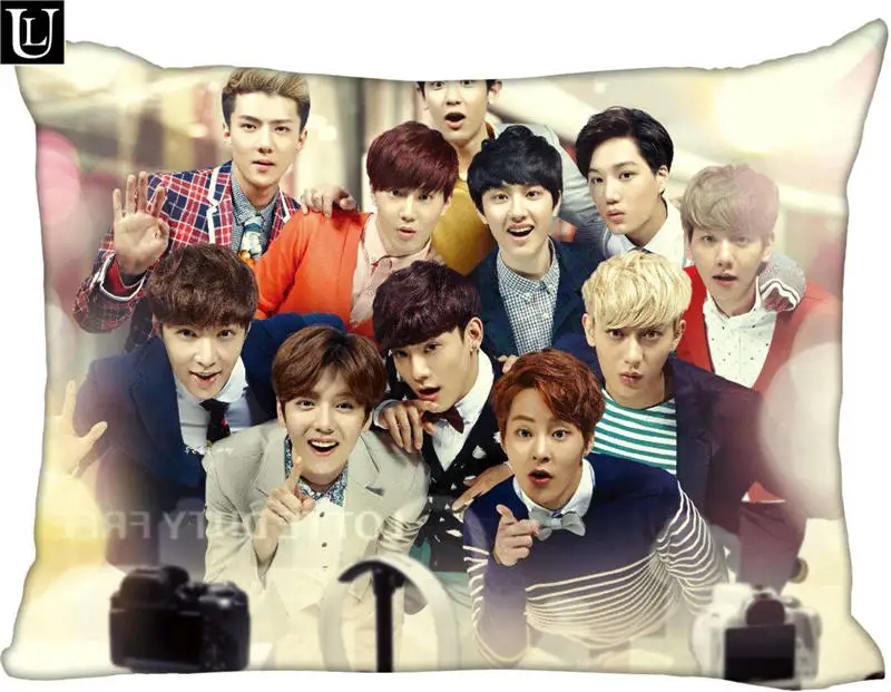 

Custom exo Rectangle Pillow Cover Size 45x35cm (one side) Print Custom Zipper Polyester Cotton Pillowcase more size