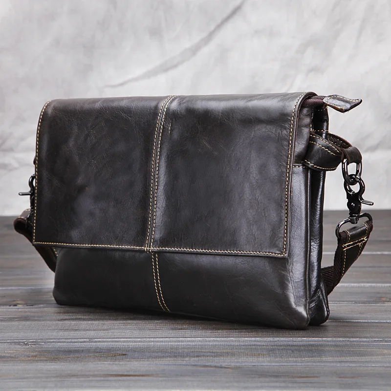 Imagem -02 - Homem Bolsa de Cera Óleo Couro Genuíno Negócios Bolsa do Mensageiro dos Homens Ombro Crossbody Bolsas Delicado Anúncio Luxuoso Maleta Maleta