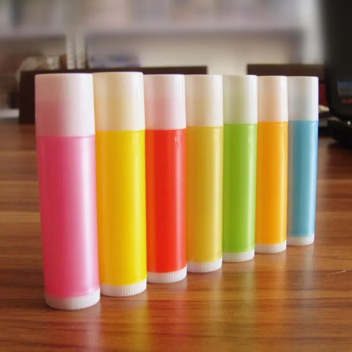 100pcs/lot 5g Empty  Candy Color LIP BALM Tubes Container Lipstick Bottle For DIY Plastic Lip Cosmetic Packaging