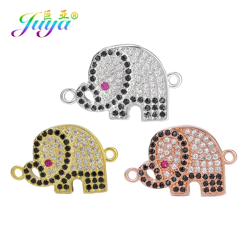 

Juya DIY Kids Jewelry Components Micro Pave Zircon Star Elephant Animal Charm Connectors For Women Handmade Bracelets Making