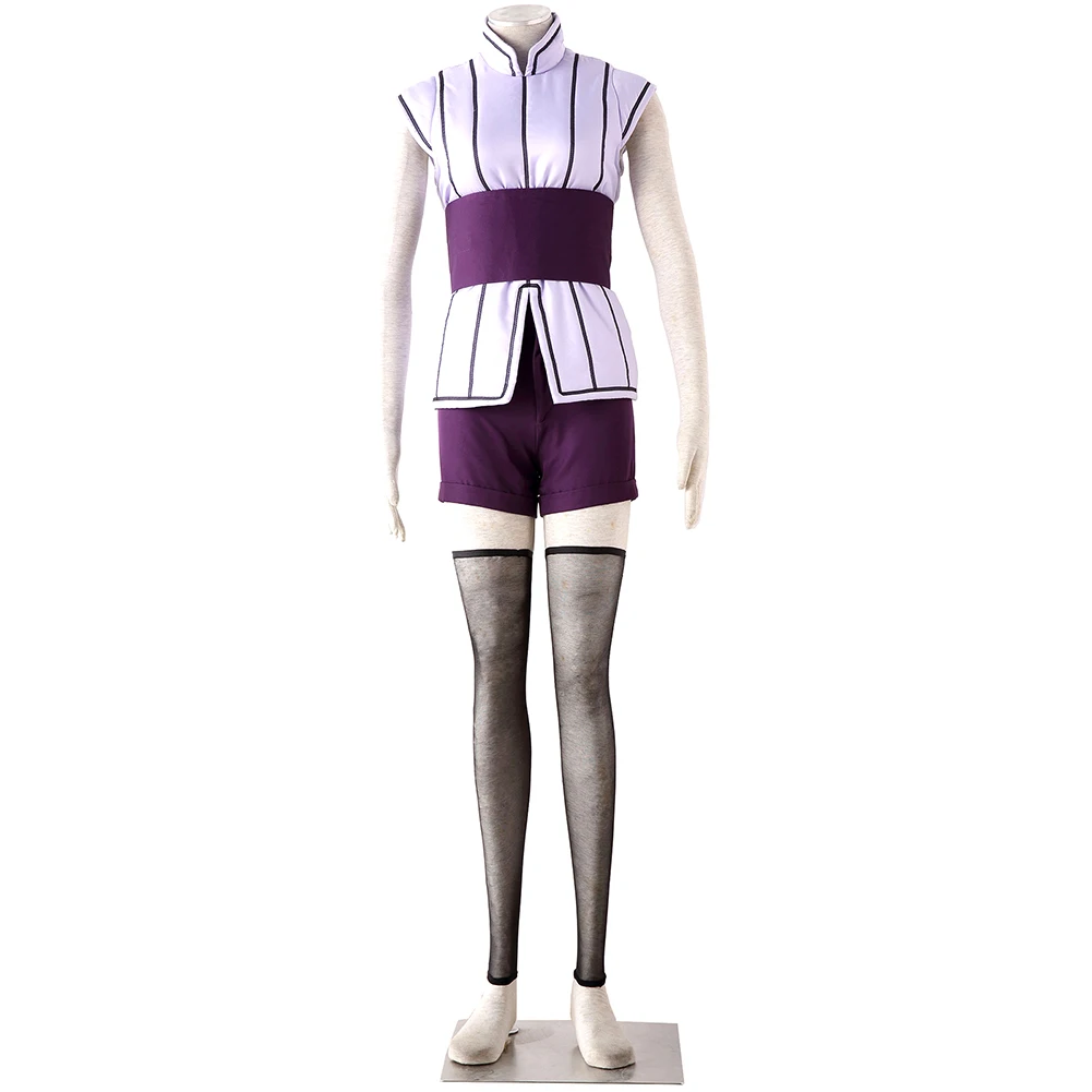 Brdwn Boruto Women's THE LAST Hyuga Hinata Cosplay Costume 4th Generation Casual Ninja Suit (top+shorts+belt+socks)