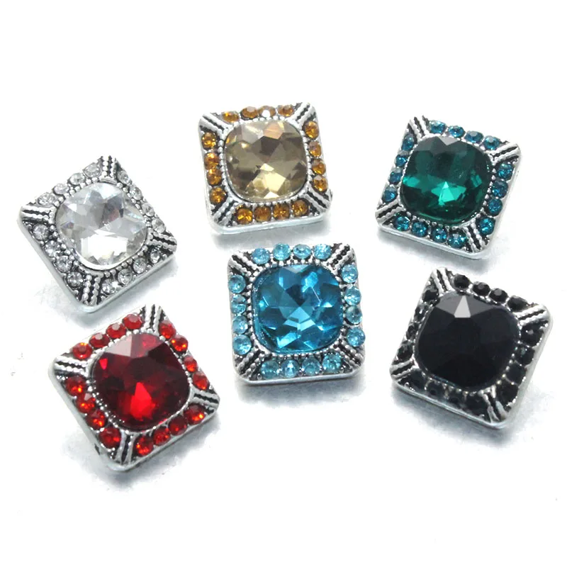 Boom Life wholesale 10pcs/lot High quality Square styles 12mm Metal Snap buttons buttons Rhinestone watches Snaps Jewelry 011607