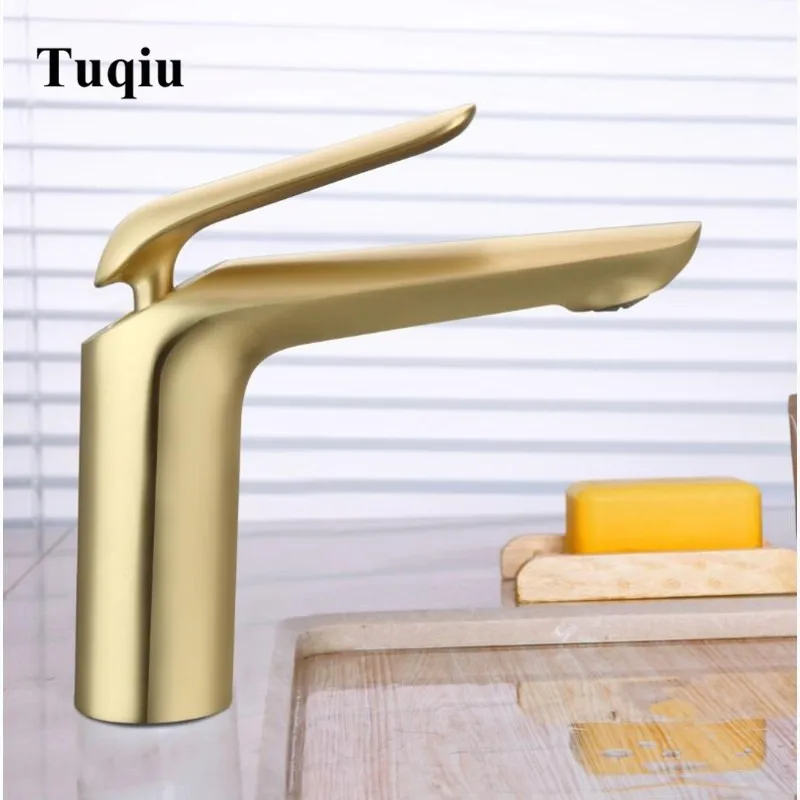 

Brush gold Bathroom Sink Faucet hot and cold Crane Brass Basin Faucet White and Chrome Sink Faucet Single Handle water tap