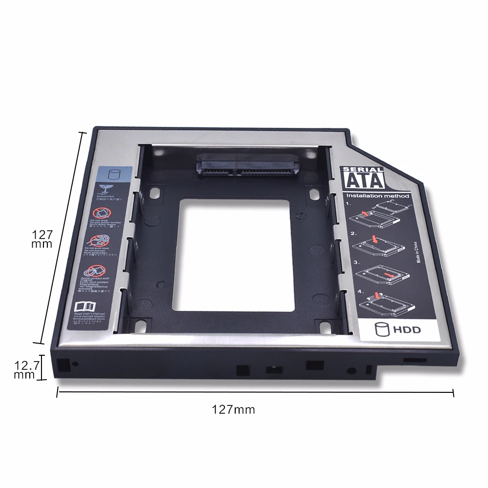 TISHRIC Universal 2nd HDD Caddy 9.5 12.7mm SATA 3.0 2.5 Hard Drive Caddy Adapter DVD SSD For Laptop Optical Bay HDD Case