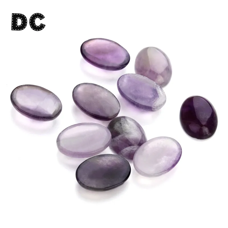 10pcs Natural Stone Oval Flatback 10x14/13x18/18x25mm Amethyst Cabochon Spacers For DIY Jewelry Making Earrings Accessories