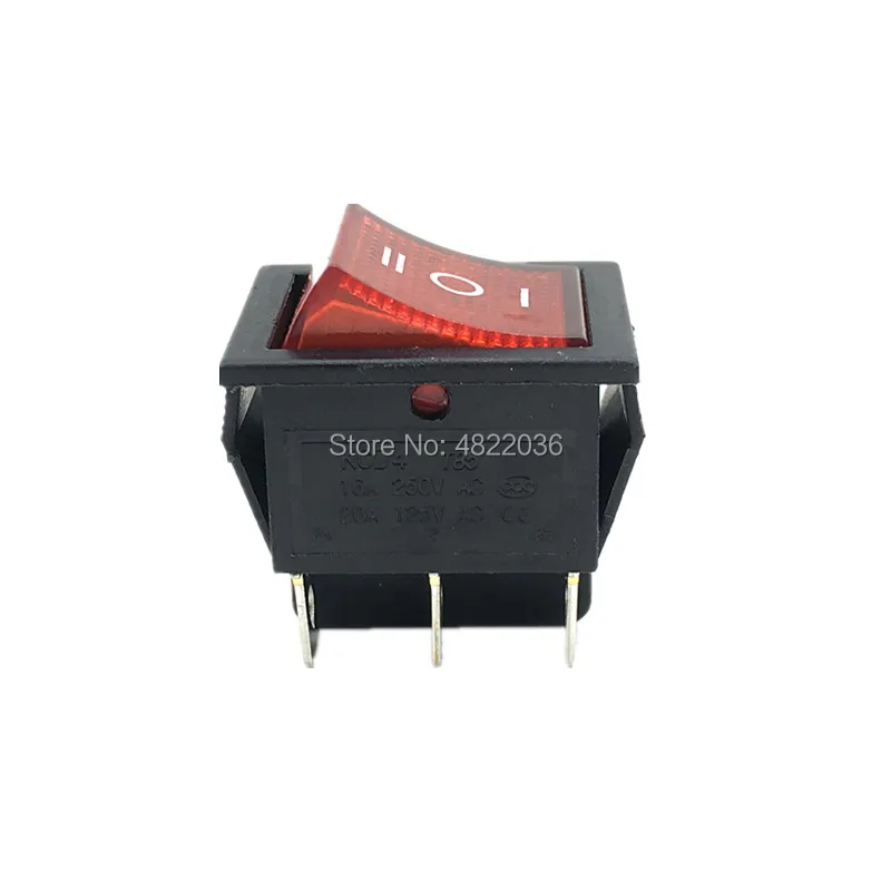 1PC Rocker Switch KCD4 Latching/Self Reset Power Switch With Light 6 Pins 3 Position ON OFF ON 16A 250VAC 20A 125VAC