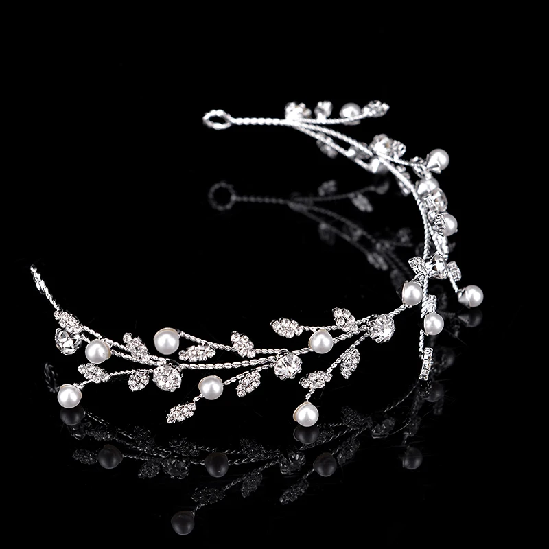 Crown HADIYANA Bridal Wedding Hair Accessories Lovely Pearl Leaves Design Elegant For Women Zircon BC5053 Haar Sieraden Bruiloft