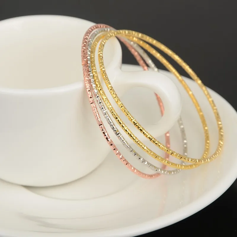 4pcs/set Gold Silver Color Lovely Children Kid boy Girl Infant Baby Bangle Bracelet Gift For Child