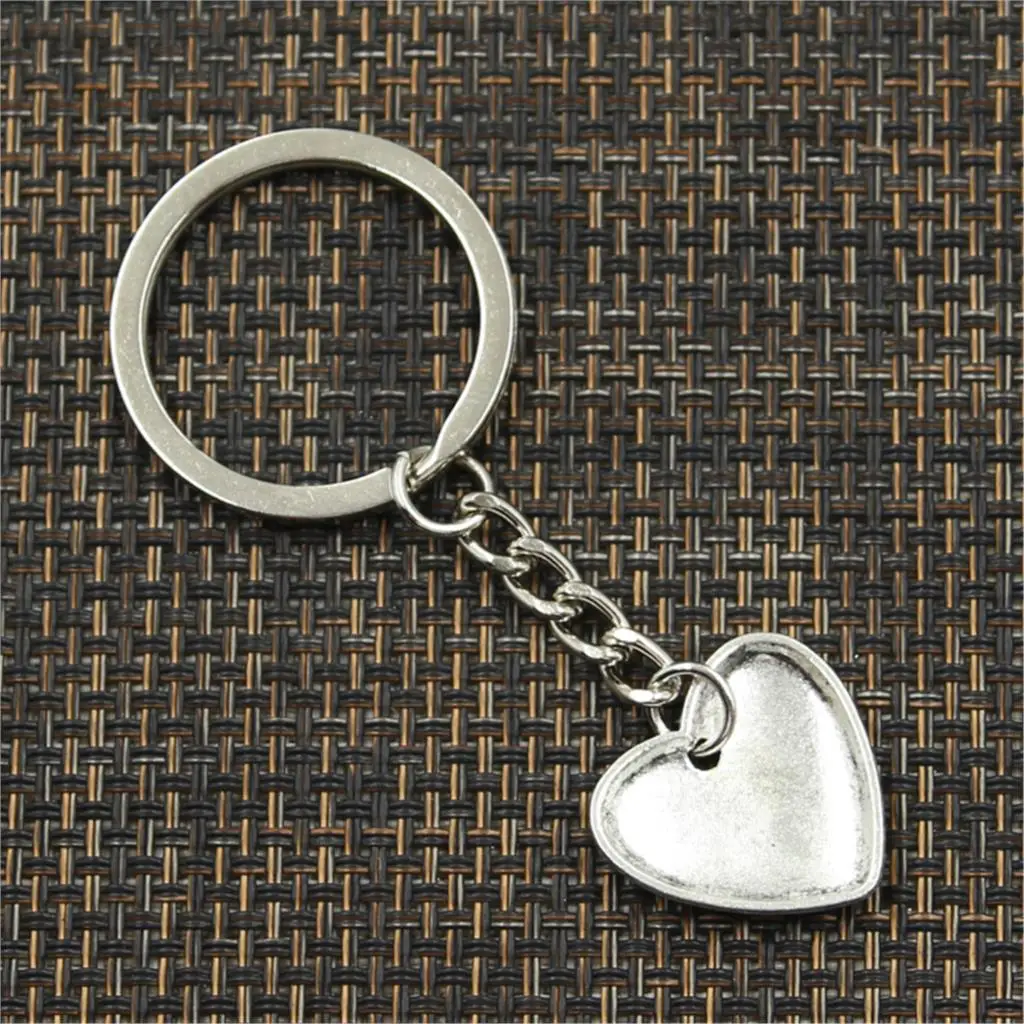 New Fashion Men 30mm Keychain DIY Metal Holder Chain Vintage Heart Mom Children 21x20mm Silver Color Pendant Gift