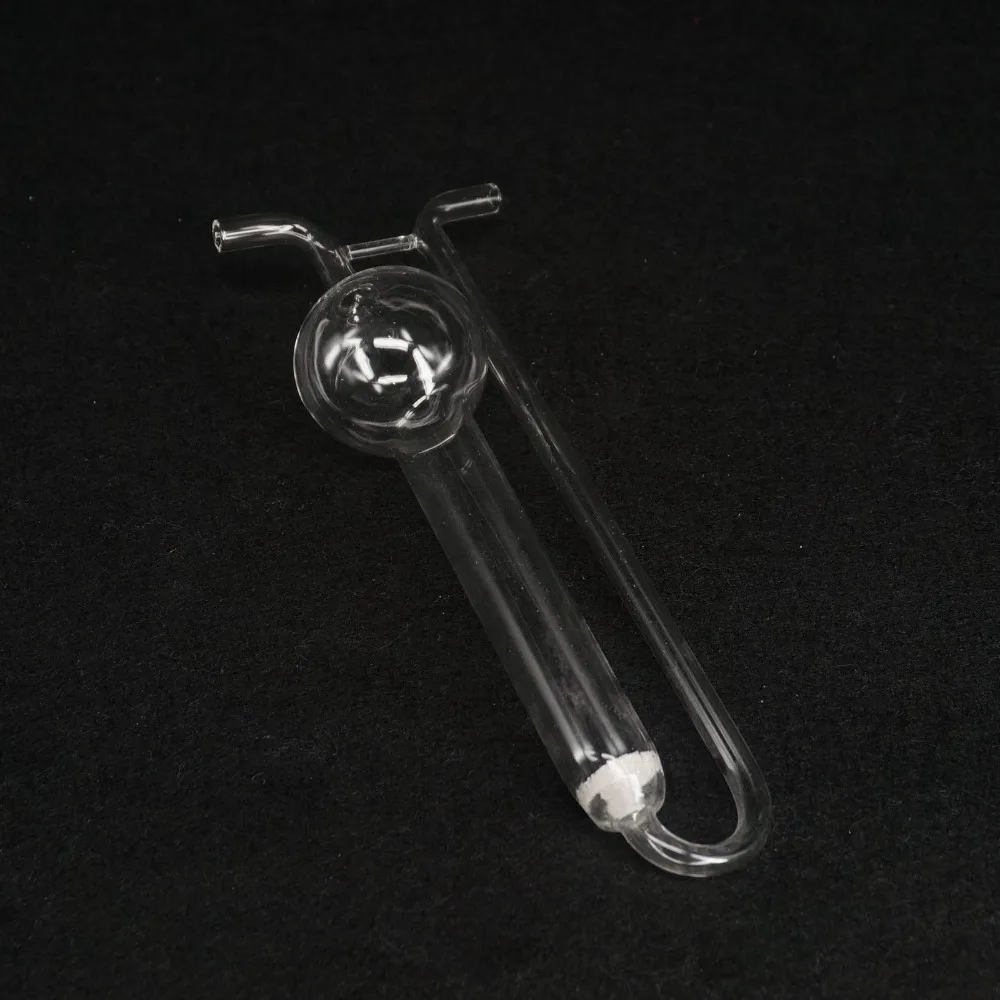 10-75ml Lab Clear Glass Porous Absorbing Tube U-shape Gas Sampling Bottle Ware