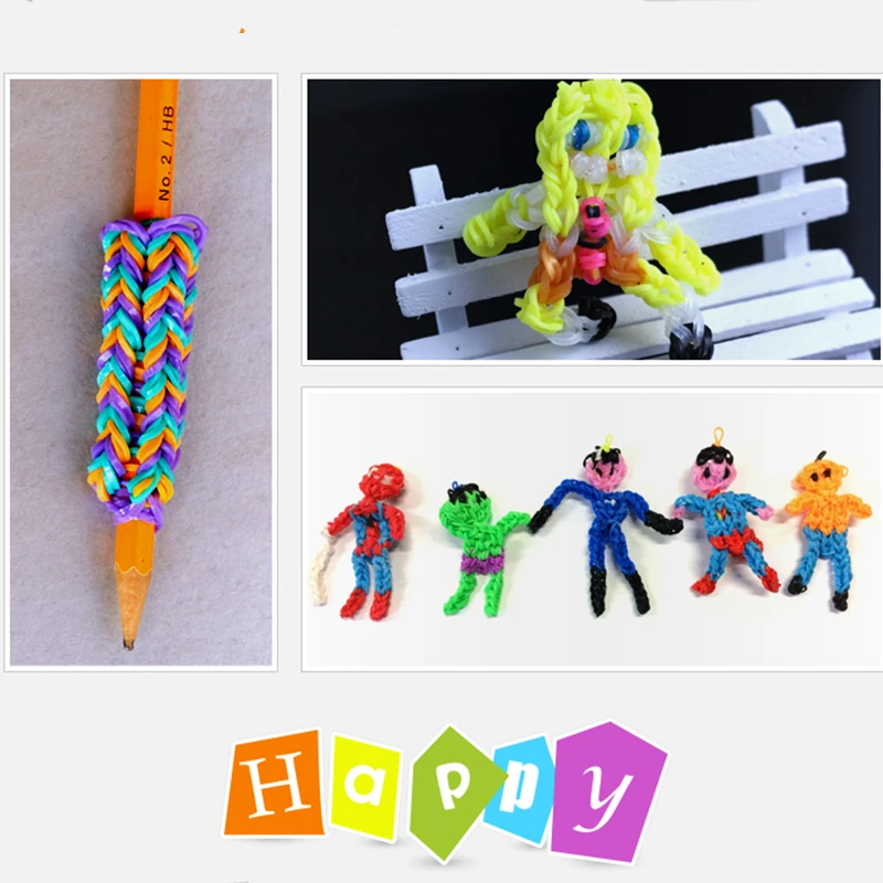 600pcs rubber loom bands girl gift for children elastic band for weaving lacing bracelet toy gum for bracelets diy material set