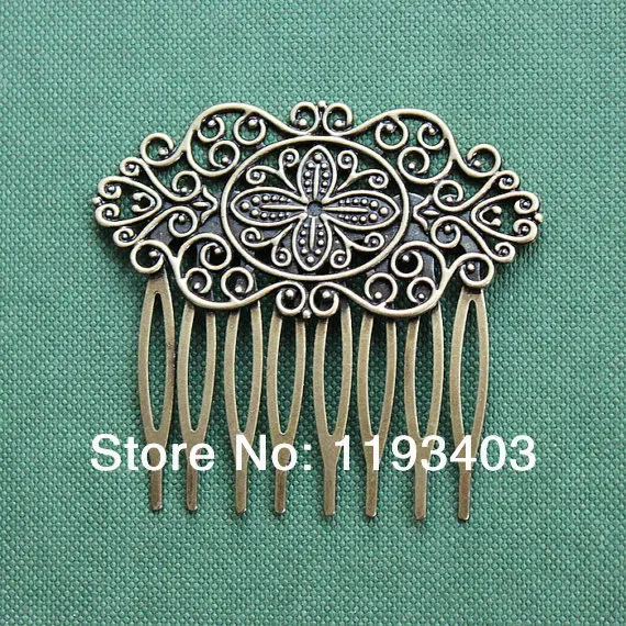 10PCS Flower Filigree  Antique bronze plated Brass hair combs base setting    Nickel Free Lead Free(COMBSS-16)