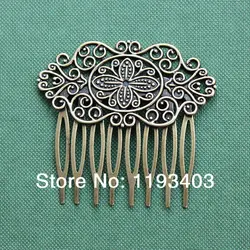 10PCS Flower Filigree  Antique bronze plated Brass hair combs base setting    Nickel Free Lead Free(COMBSS-16)